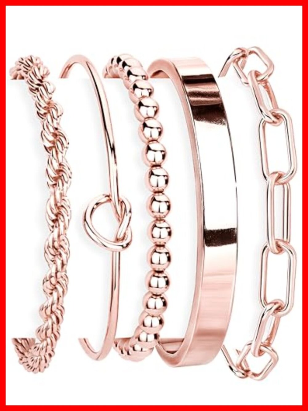 14K Gold Plated Sterling Silver Stackable Cuff Bracelet Set for Women